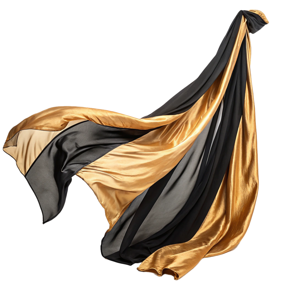 Golden and black fabric on transparent background png
