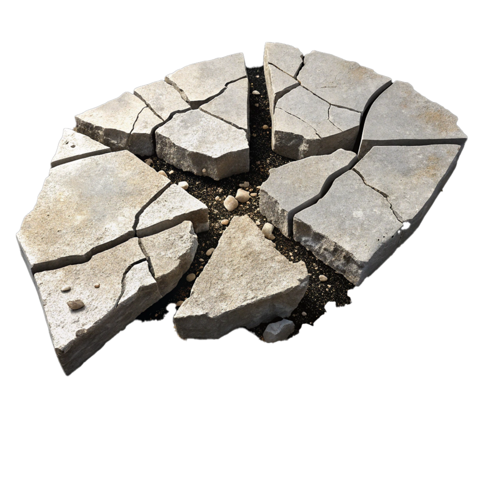 Broken concrete pile on transparent background png