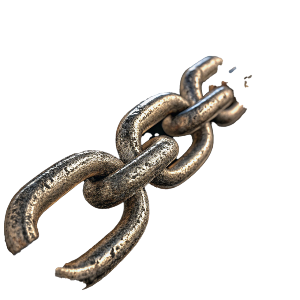 Closeup of a shiny metal chain isolated on transparent background png