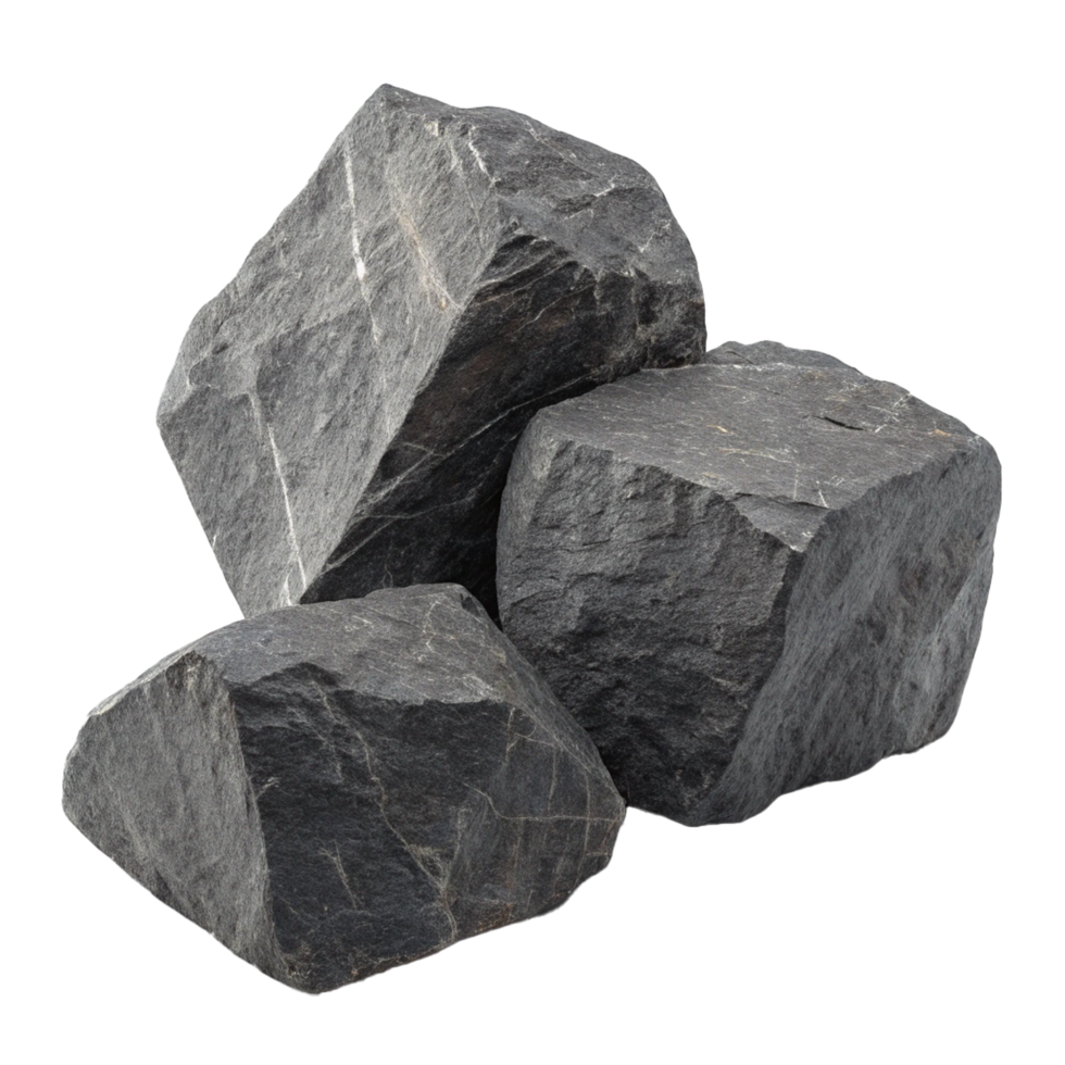 Realistic dark gray rocks rough texture png
