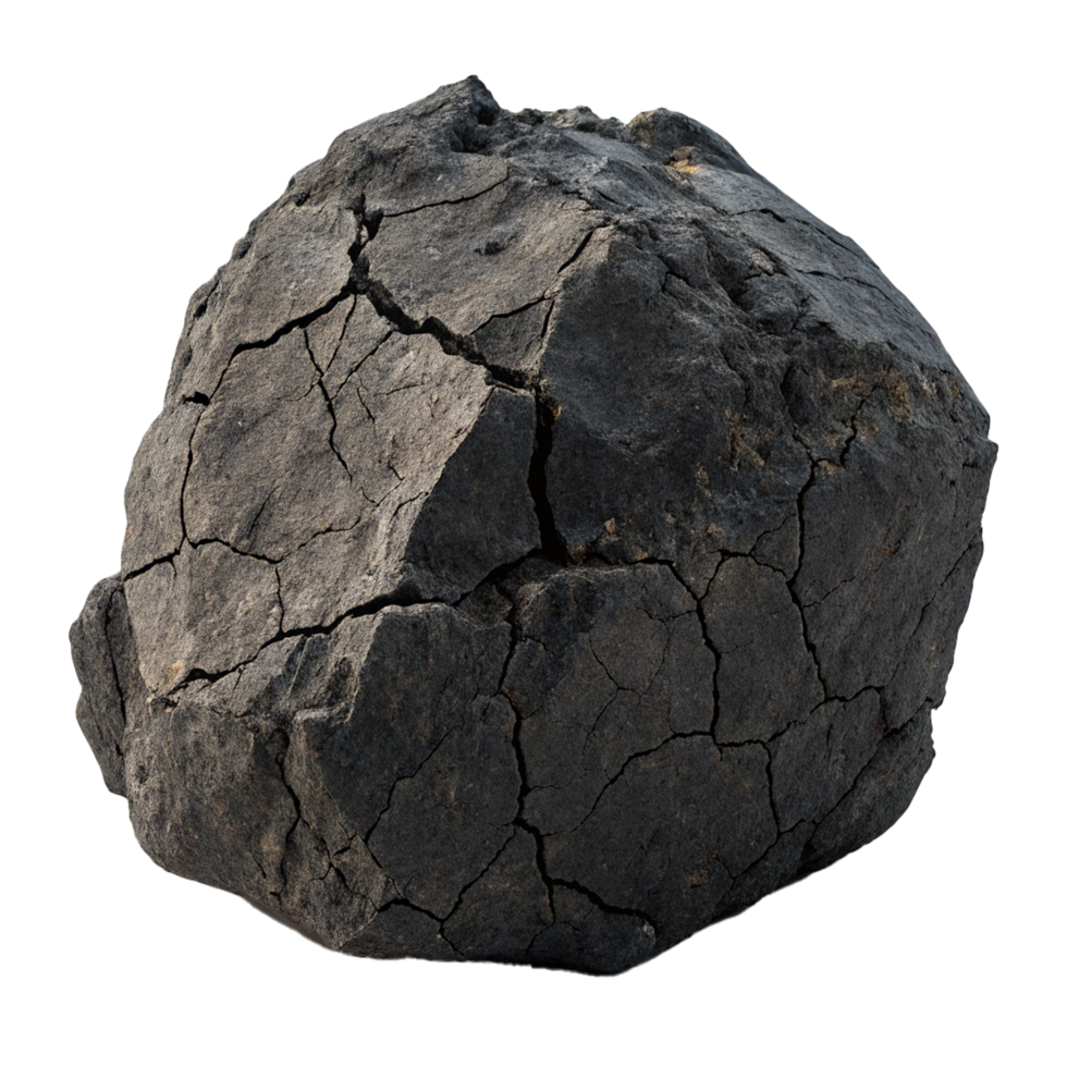 Crumbling black rock a dramatic composit on transparent background png