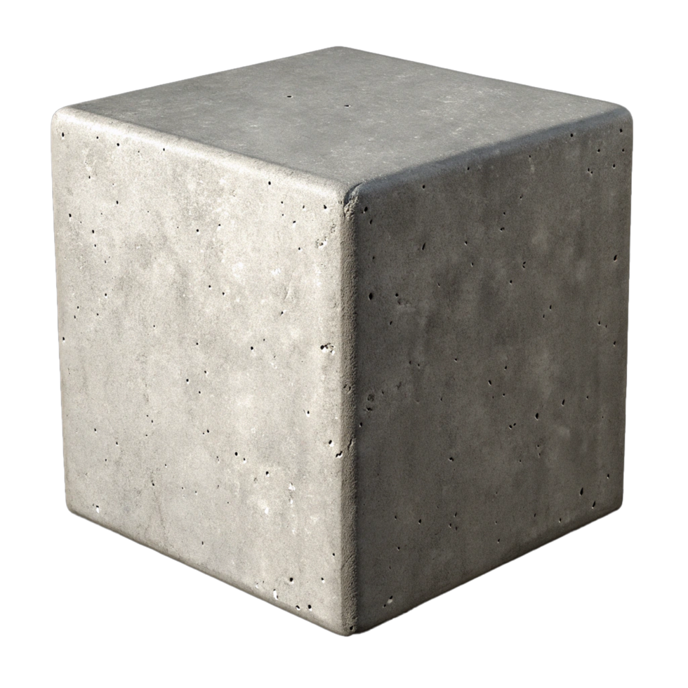 Concrete cube in texture isolated on transparent background png