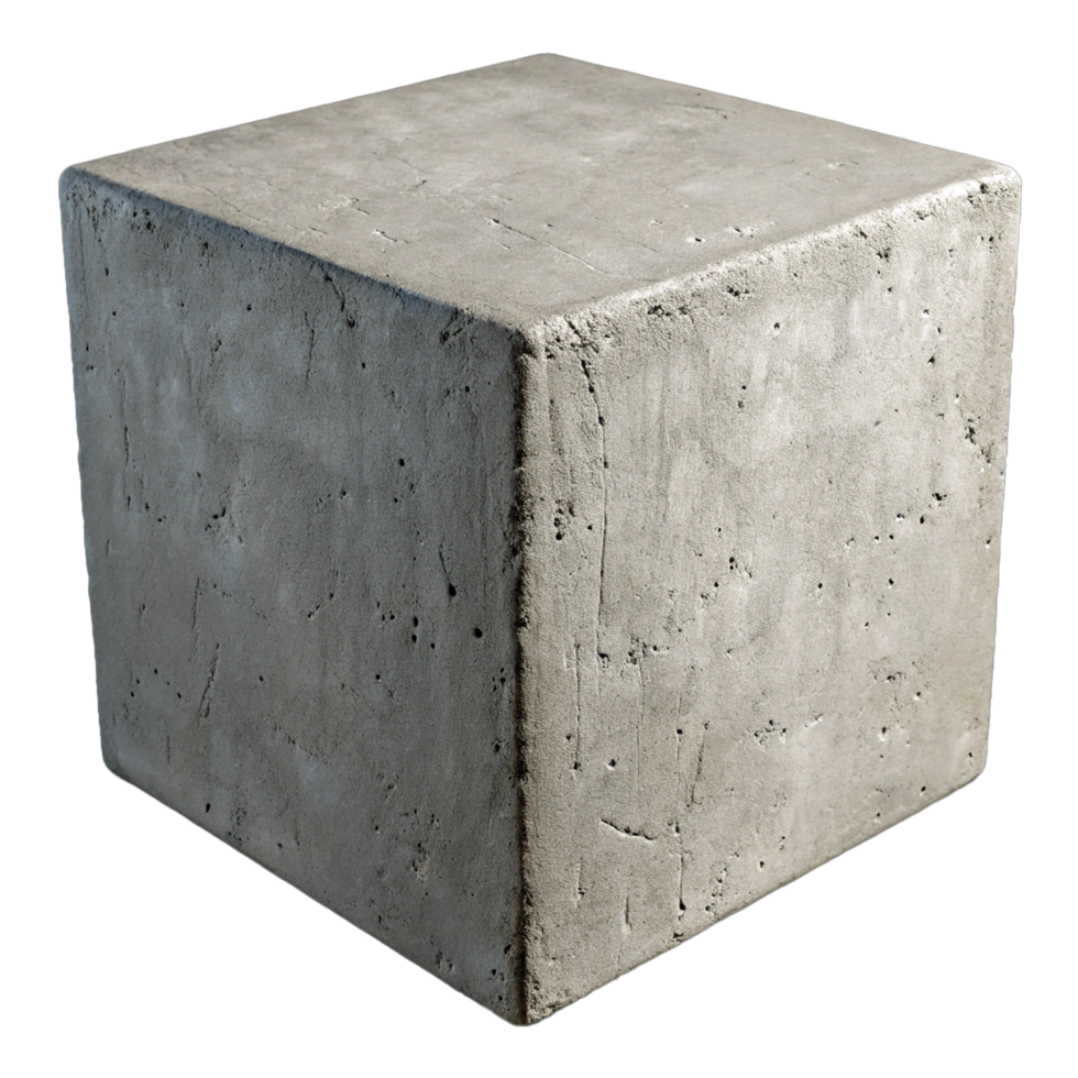 Concrete cube in texture on transparent background png