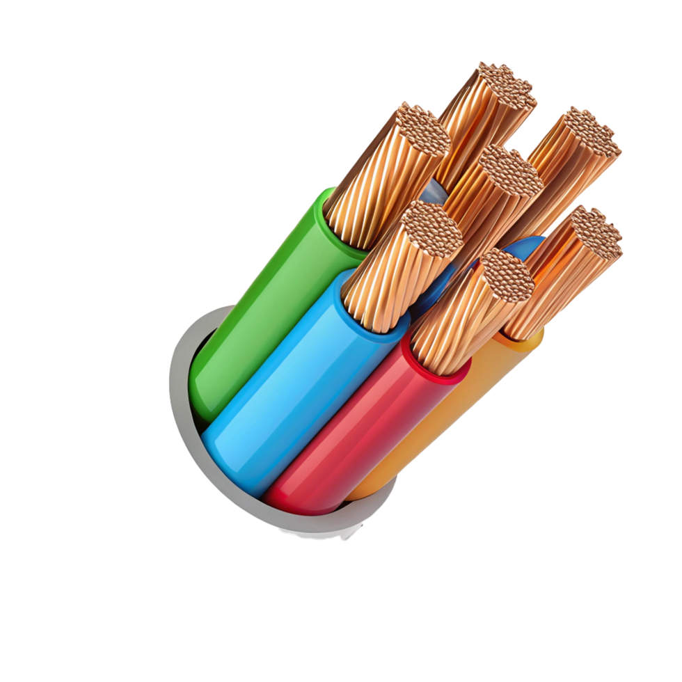 colorful electrical cables on transparent background png