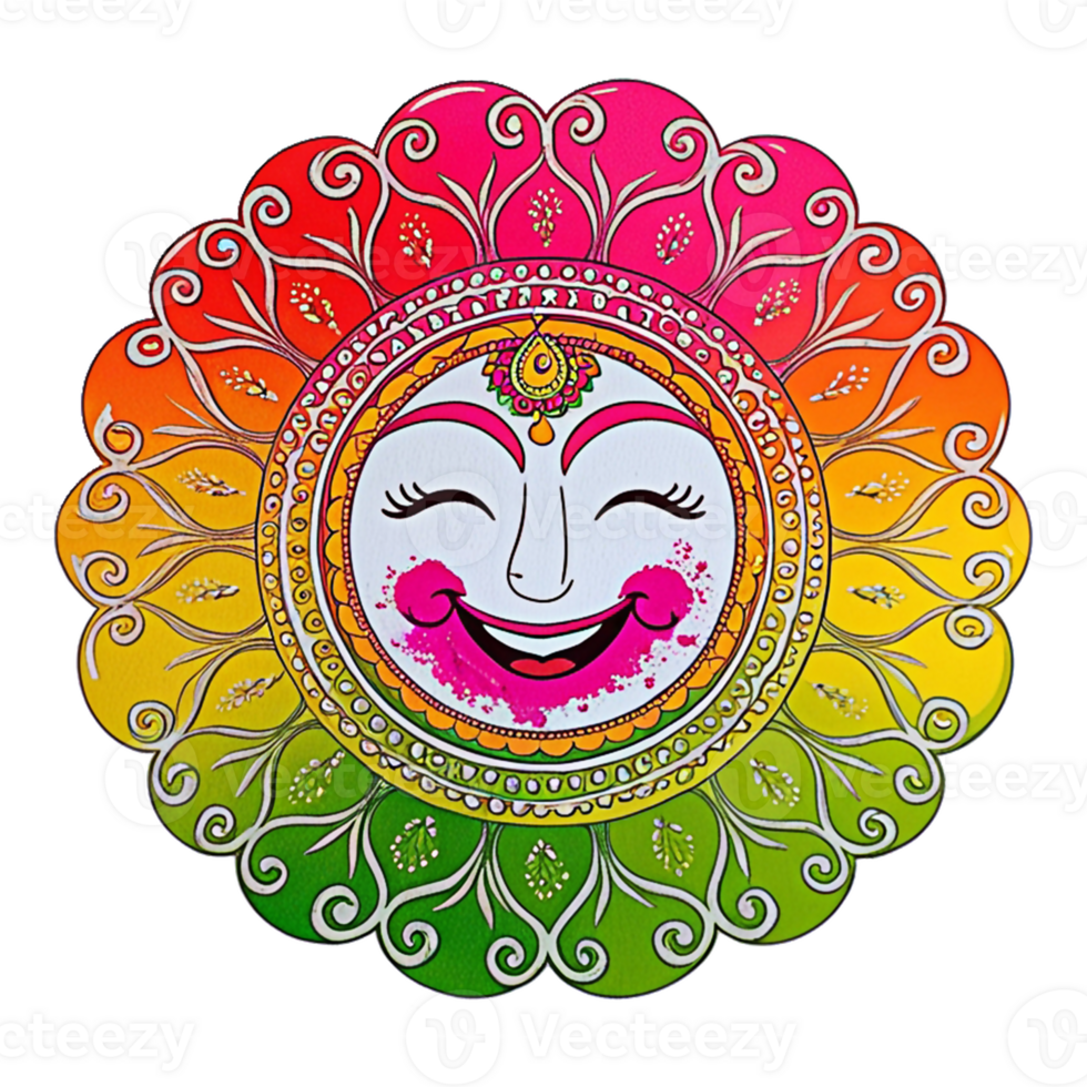 Sun is smiling in a colorful design transparent background png