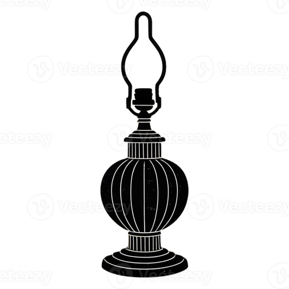 an old lamp on a table with a black silhouette png