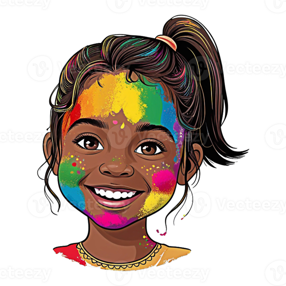 a girl with colorful paint on her face png