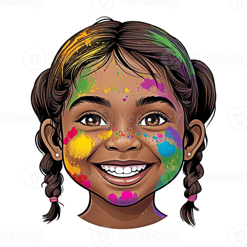 girl Colorful paint on her face transparent background png