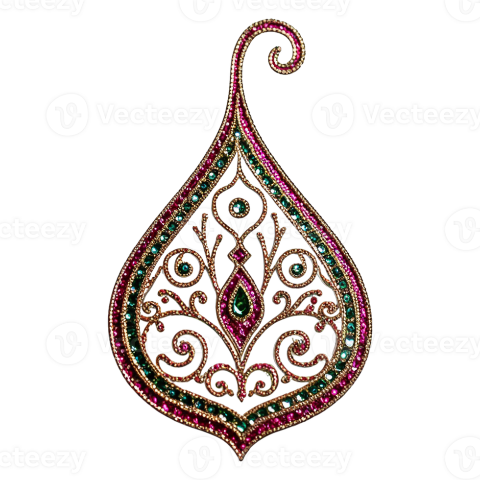 an ornate pendant with a green and pink design png