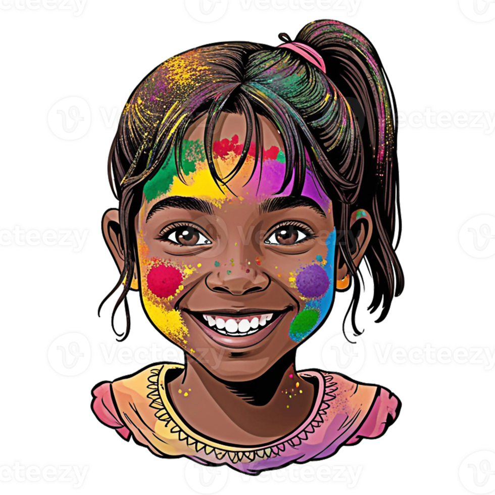 Girl with colorful paint on her face transparent background png