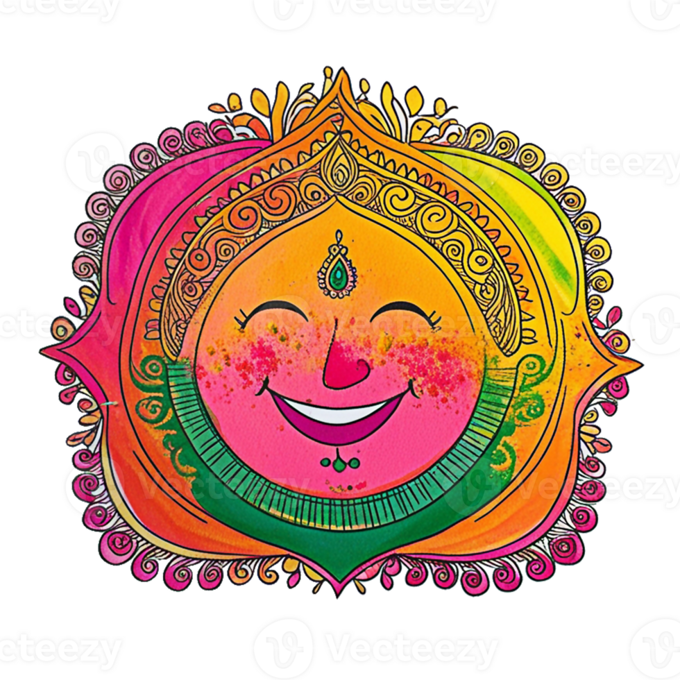 the sun is smiling in a colorful design transparent background png