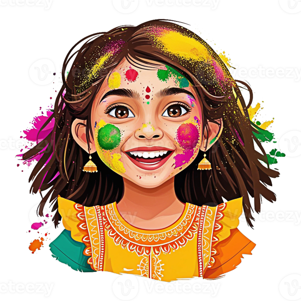 happy holi girl transparent background png