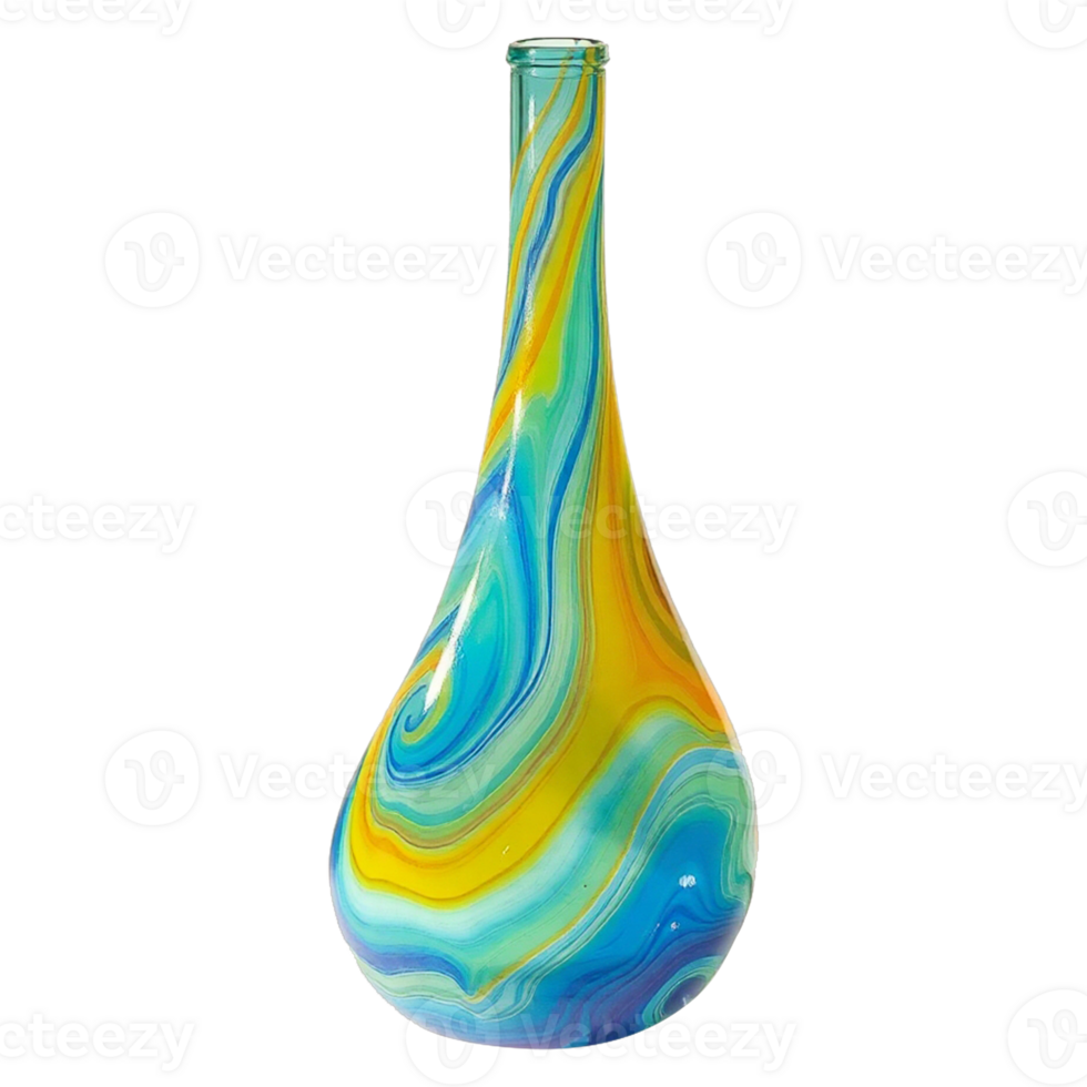 a colorful glass vase with a swirl design transparent background png