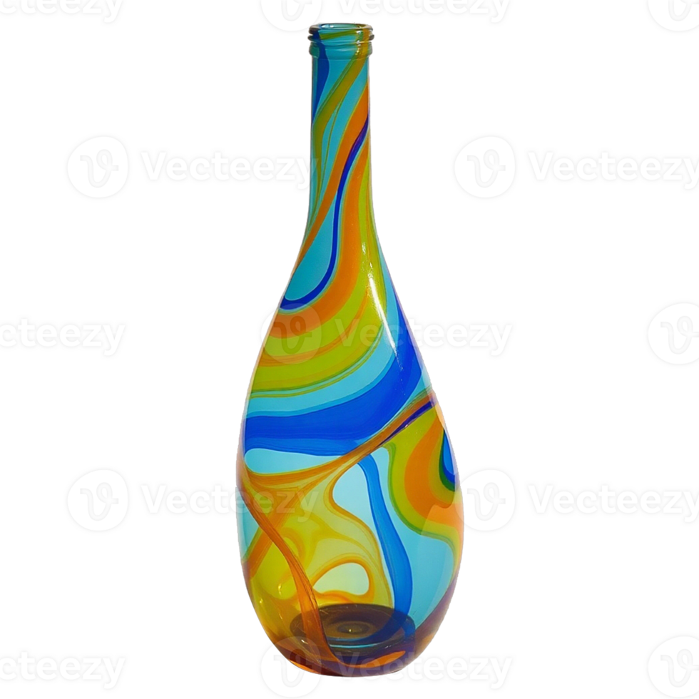a colorful glass bottle with a swirl design transparent background png