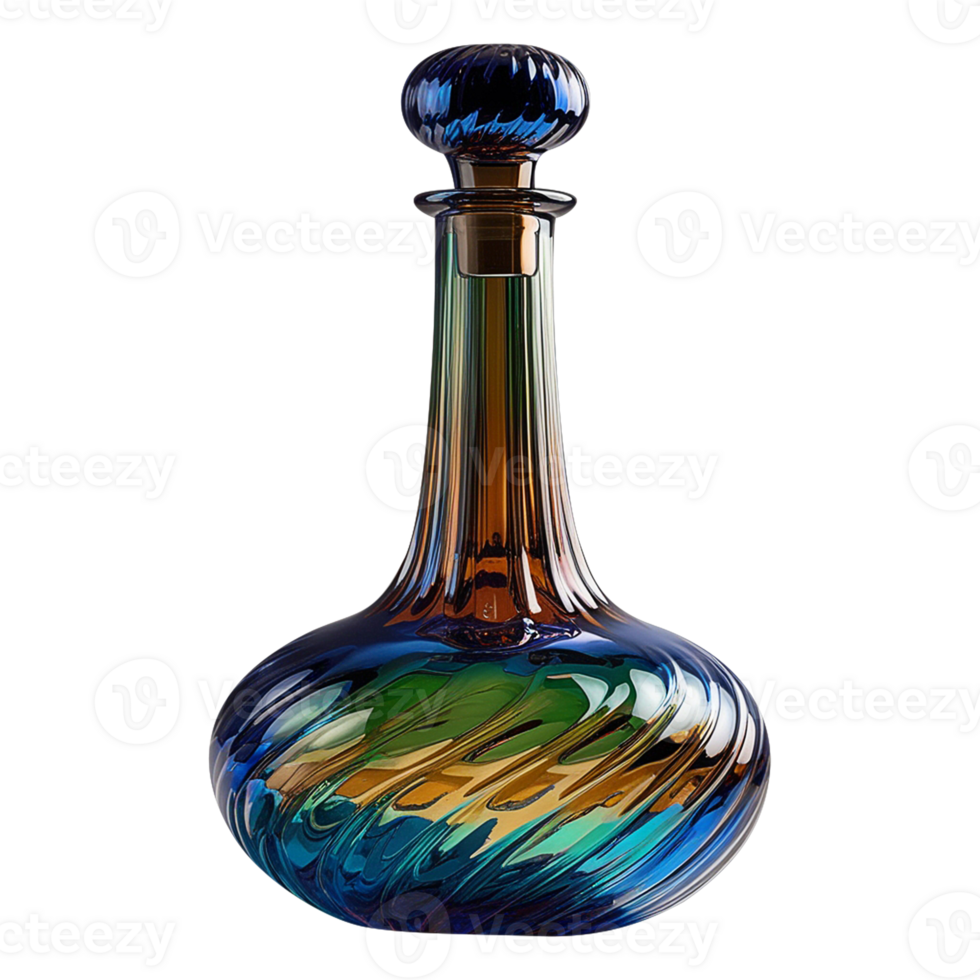 a glass bottle with Colorful swirl on it transparent background png