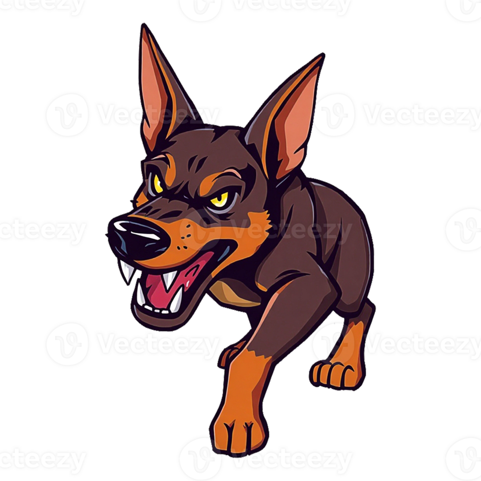 a cartoon dog with big teeth and an angry look transparent background png