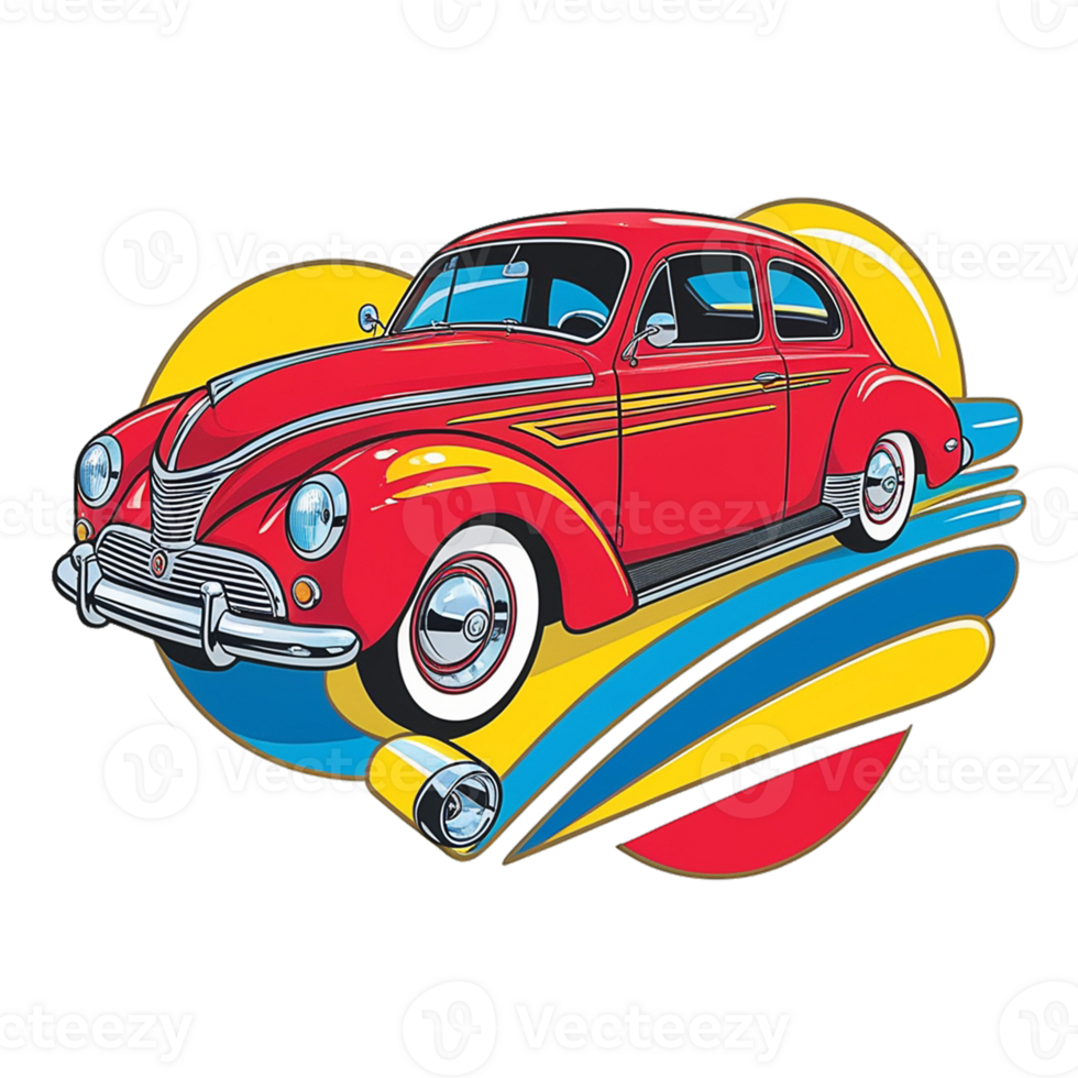 a retro car in the shape of a heart on a transparent background png