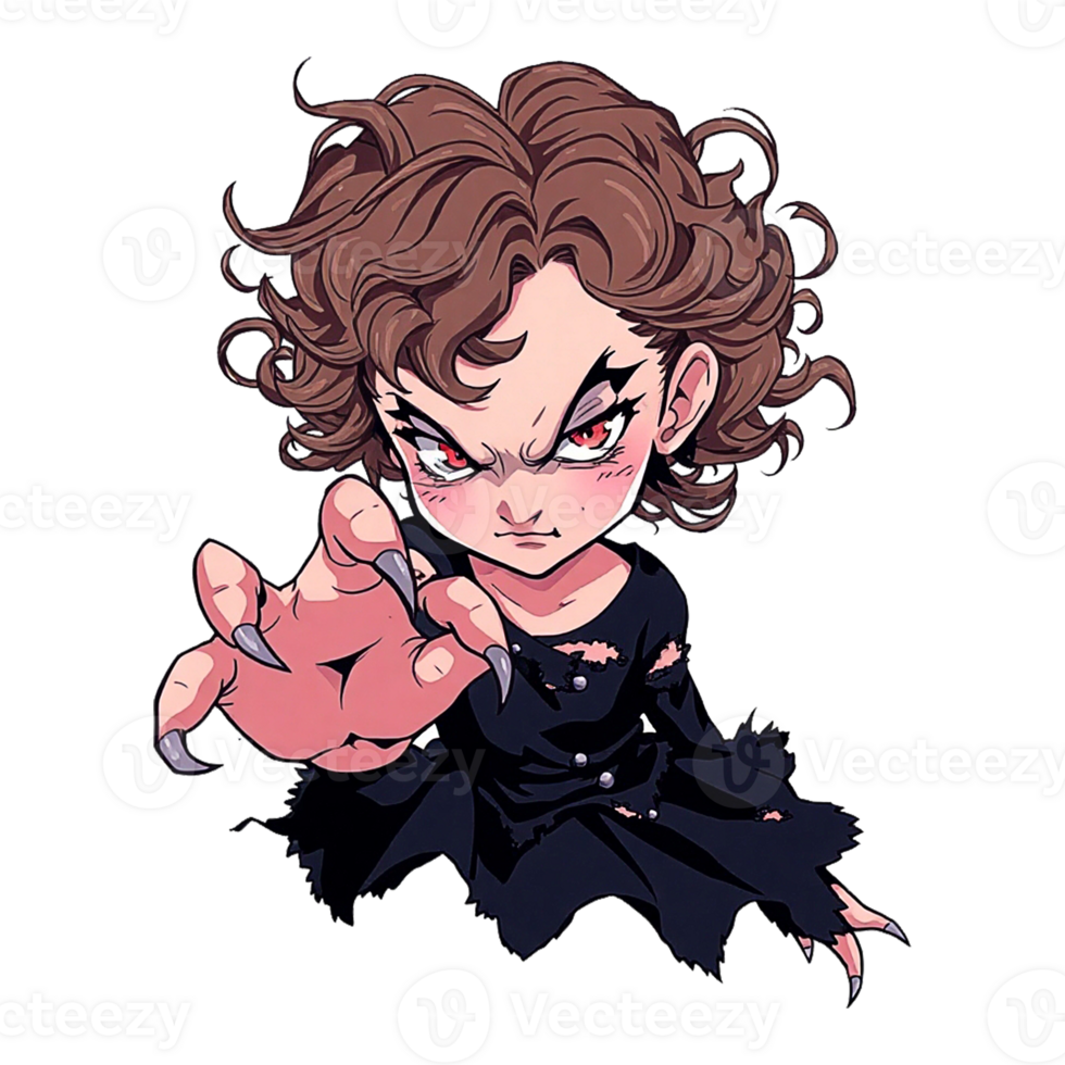 cartoon vampire girl with big hands and claws png