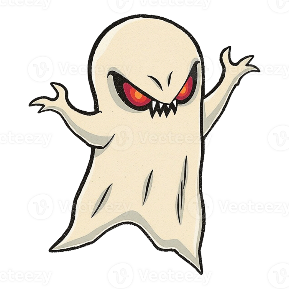 a cartoon ghost with red eyes and a big mouth png
