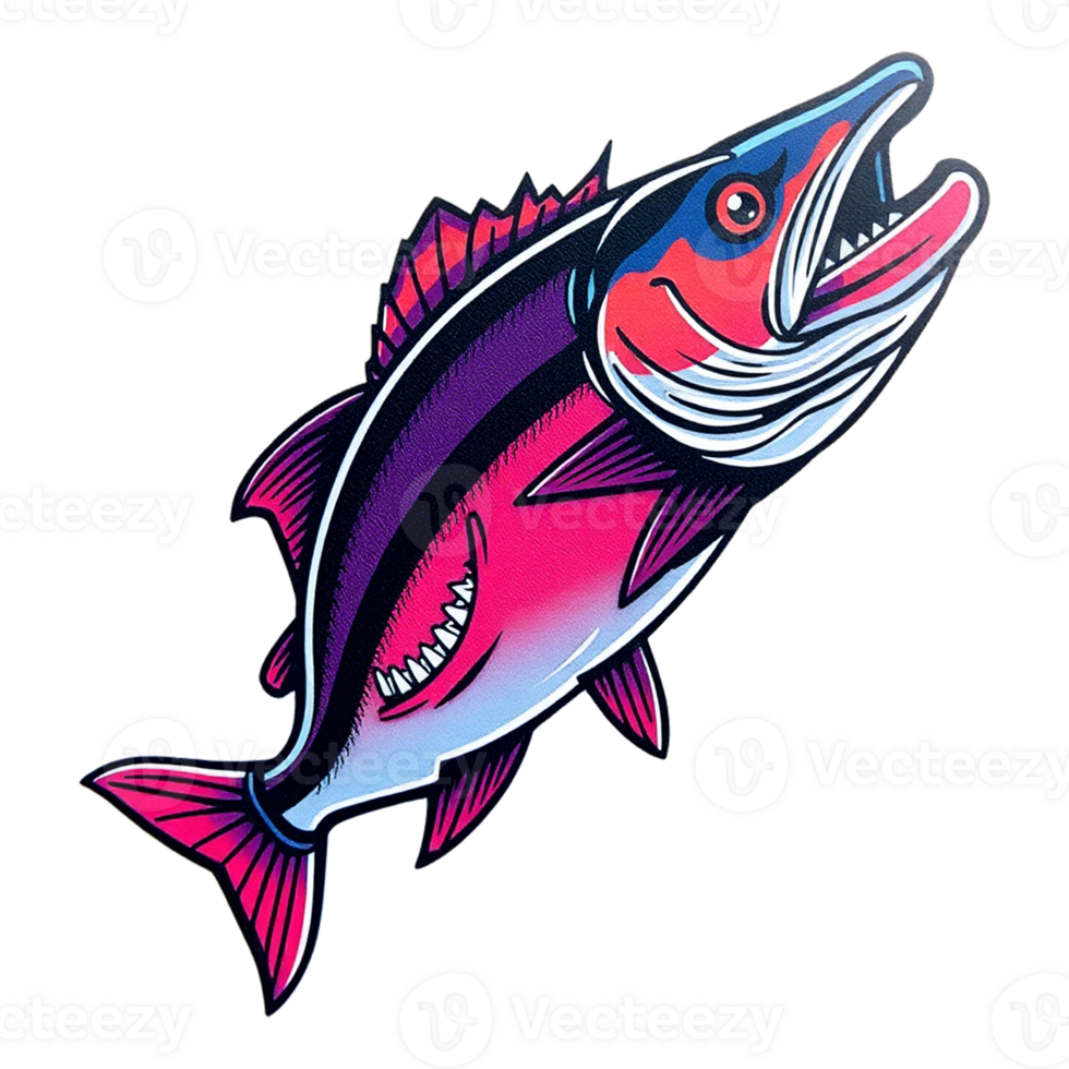 a fish with a pink and purple body and a big mouth png
