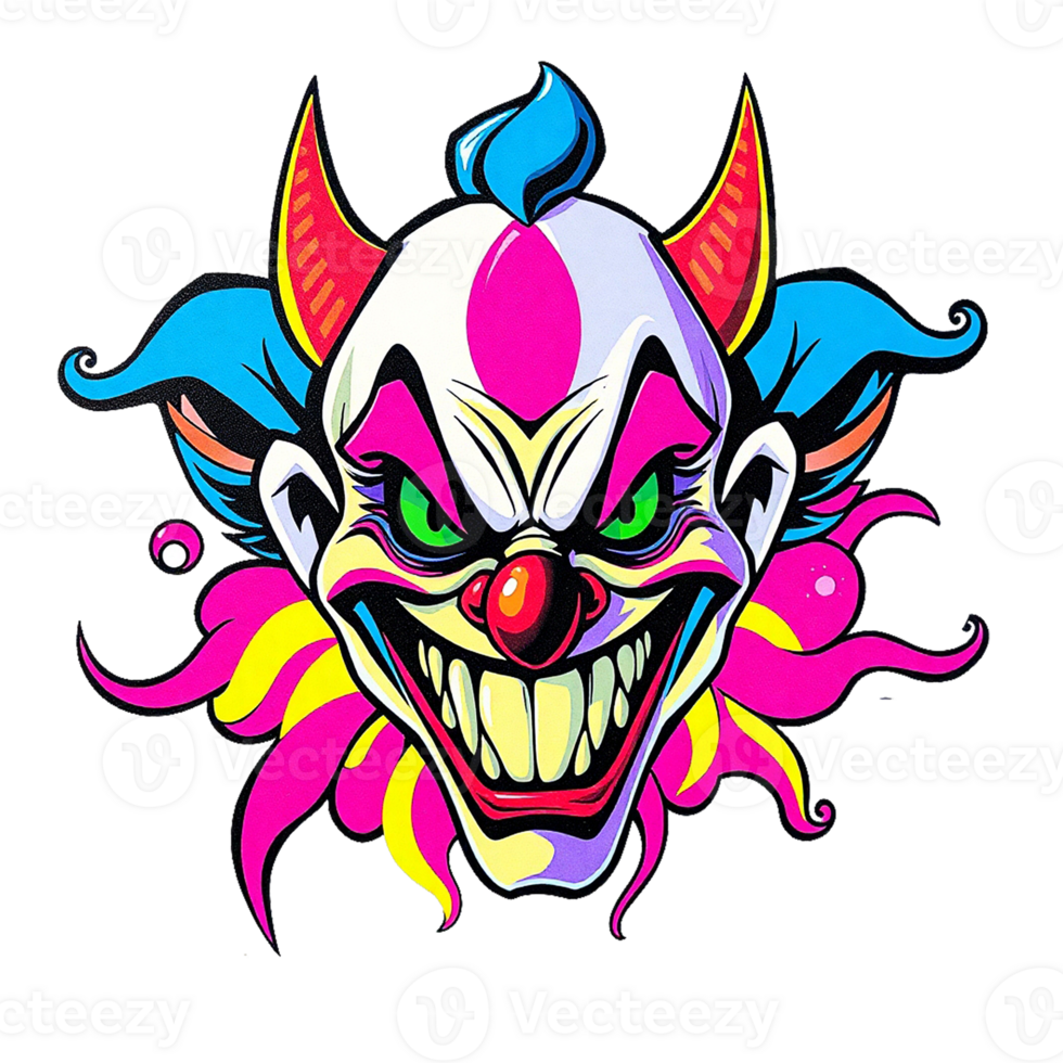 a cartoon clown with a red nose and horns png