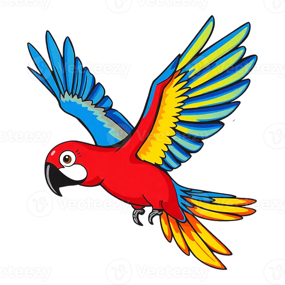 cartoon parrot flying in the air, transparent background png