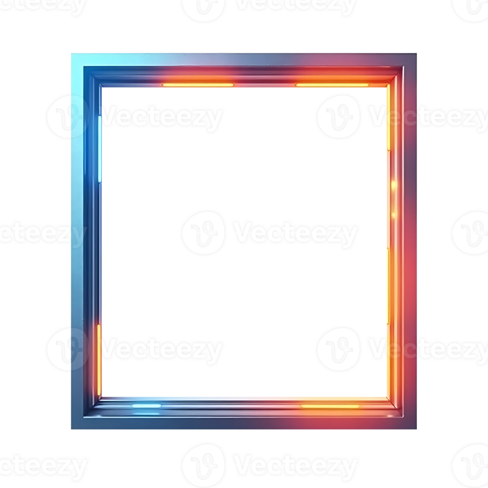 a square frame with neon lights on it png