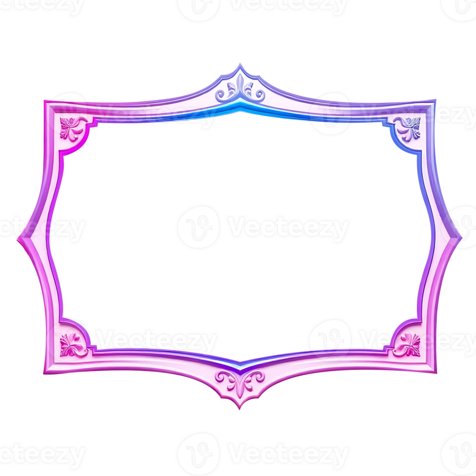 a pink and blue frame with a border on a transparent background png