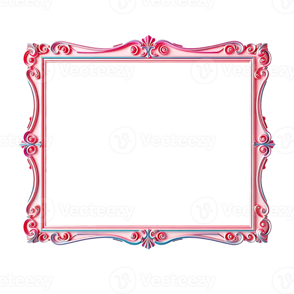 a pink and blue frame with a red border transparent background png