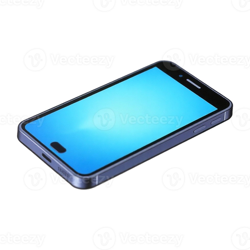 smartphone with blue screen on transparent background png