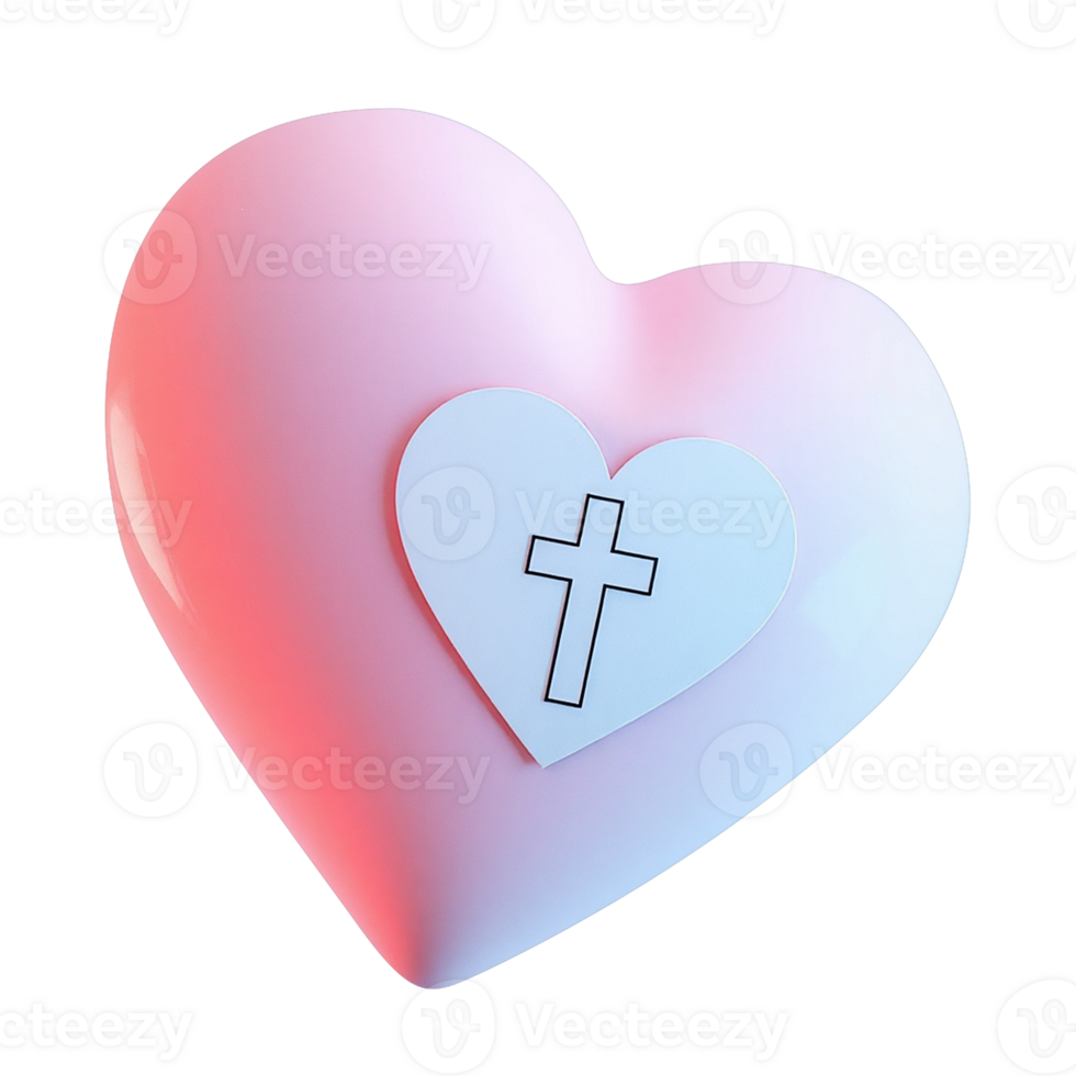 heart with cross on transparent background png