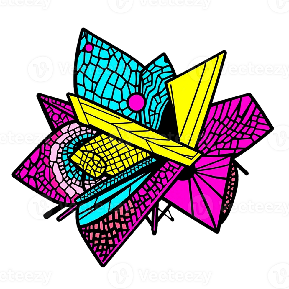a colorful abstract design with geometric shapes png