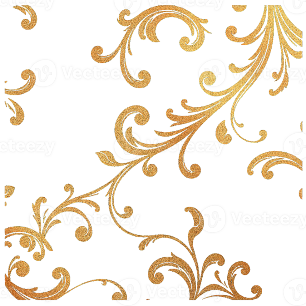 golden floral design on transparent background png