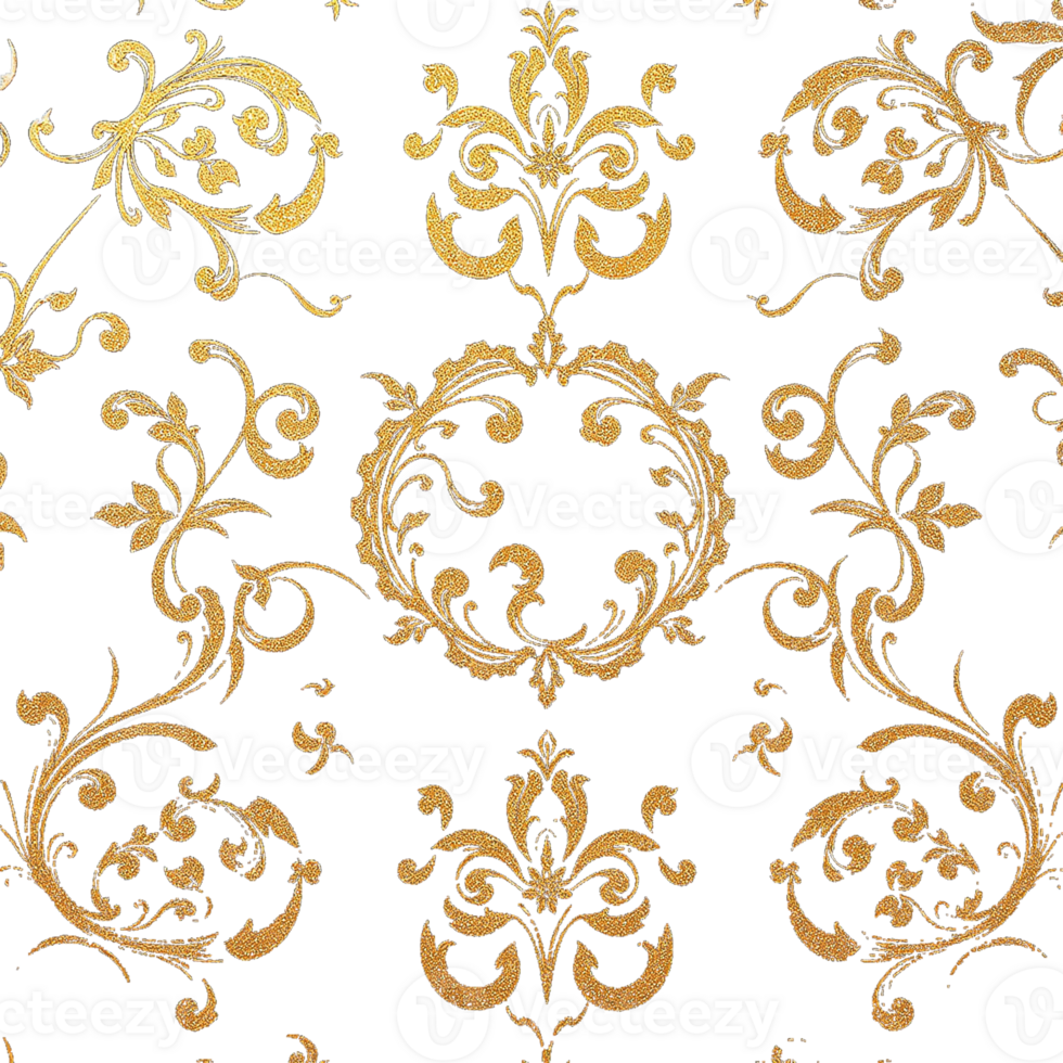 golden floral pattern on transparent background png