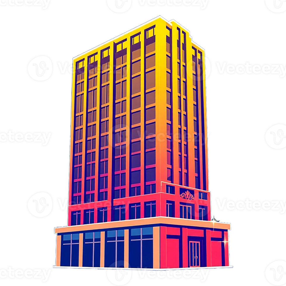 a building with a colorful facade and windows transparent background png