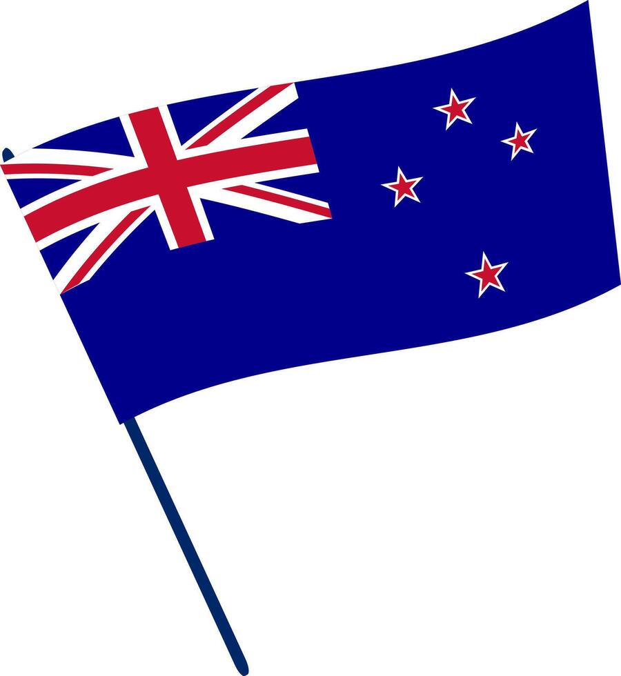 The flag of New Zealand on flagpole. vector