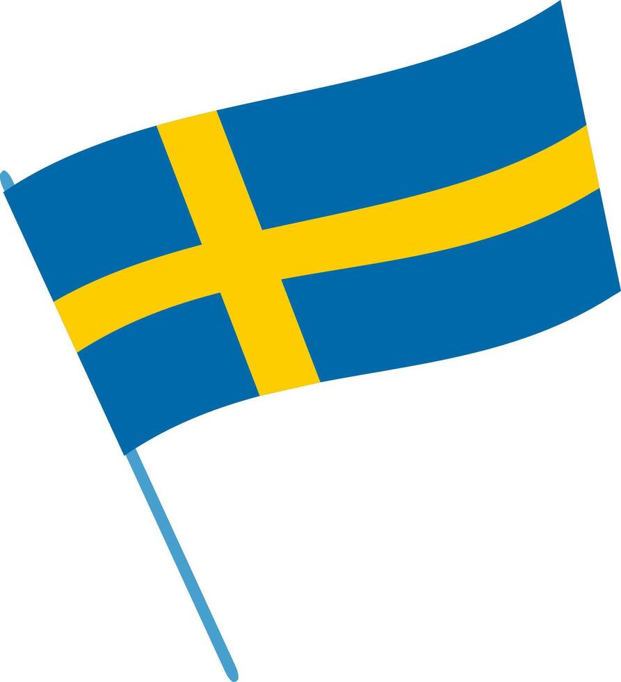 The national flag of Sweden on flagpole. vector