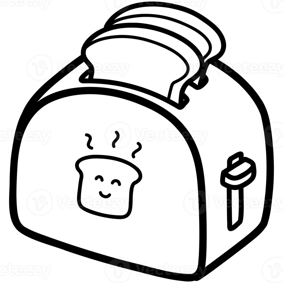 Toaster and two pieces of toast png