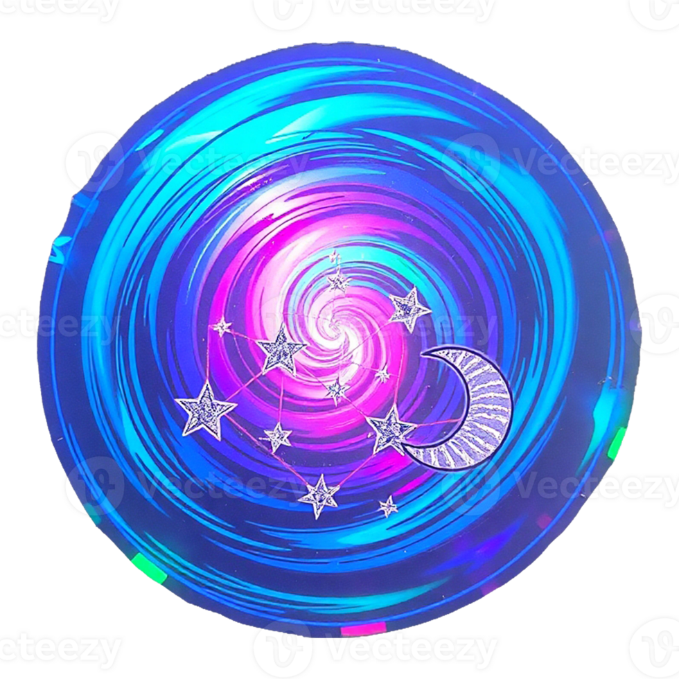 a blue and purple swirl with stars and a moon png