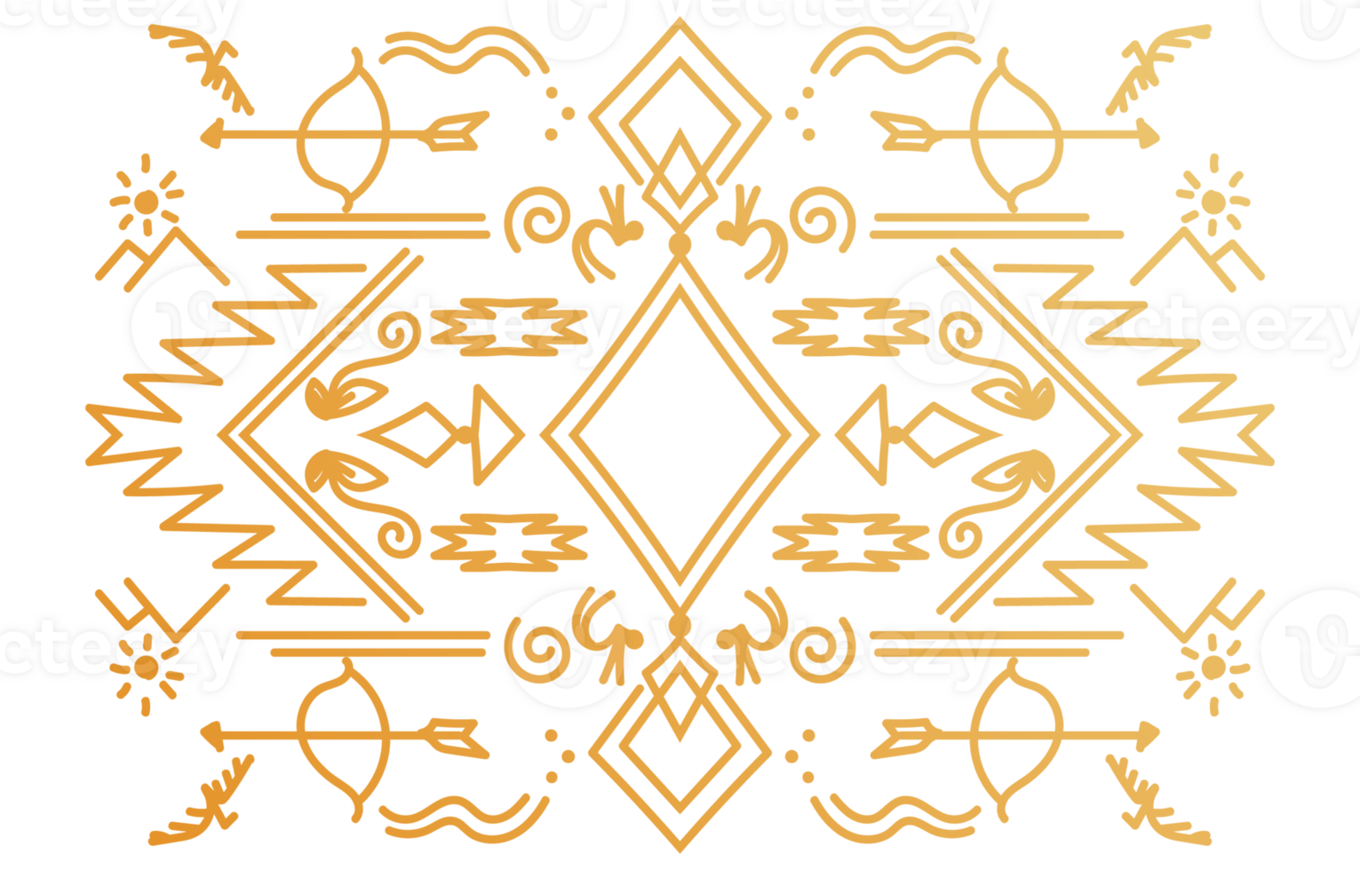 Ornamental Gold Tribal Pattern, Mystical Hunting Symbols png