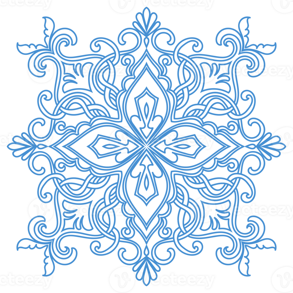 Delicate flowing curves of a mandala bloom. Artistic floral linework. png
