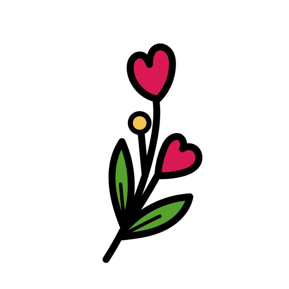 A flower with two hearts on it vector