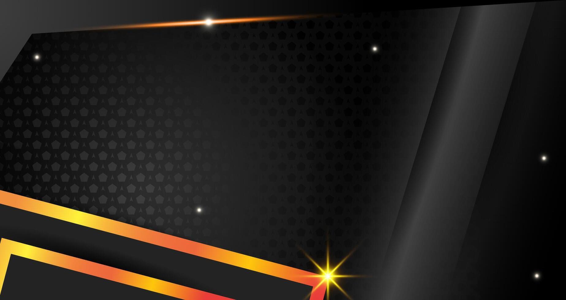 Abstract geometric background luxury shiny dark black premium background with lines golden glowing and lighting effect vector
