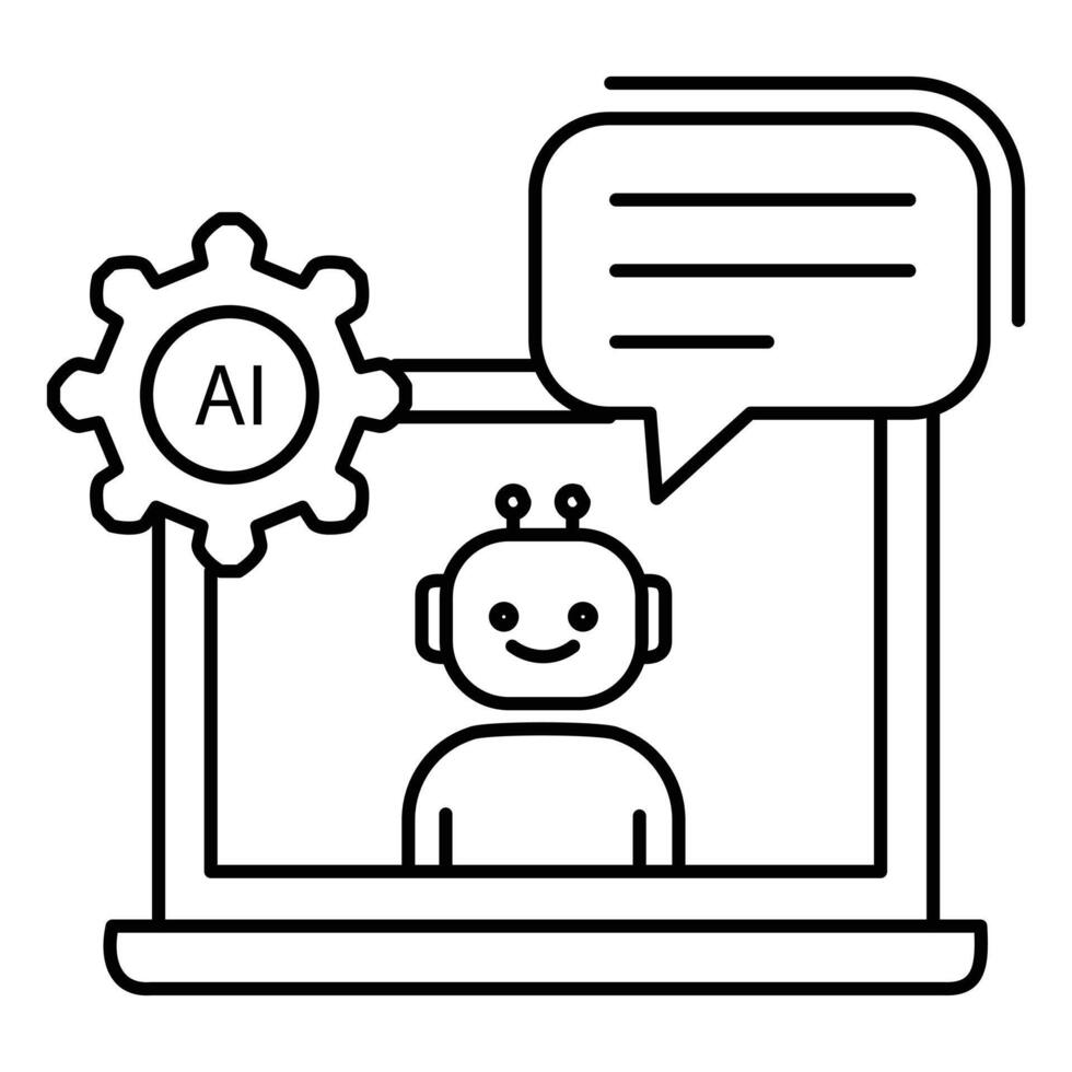 AI Chatbot Call Interface Icon Design with Editable Stroke vector