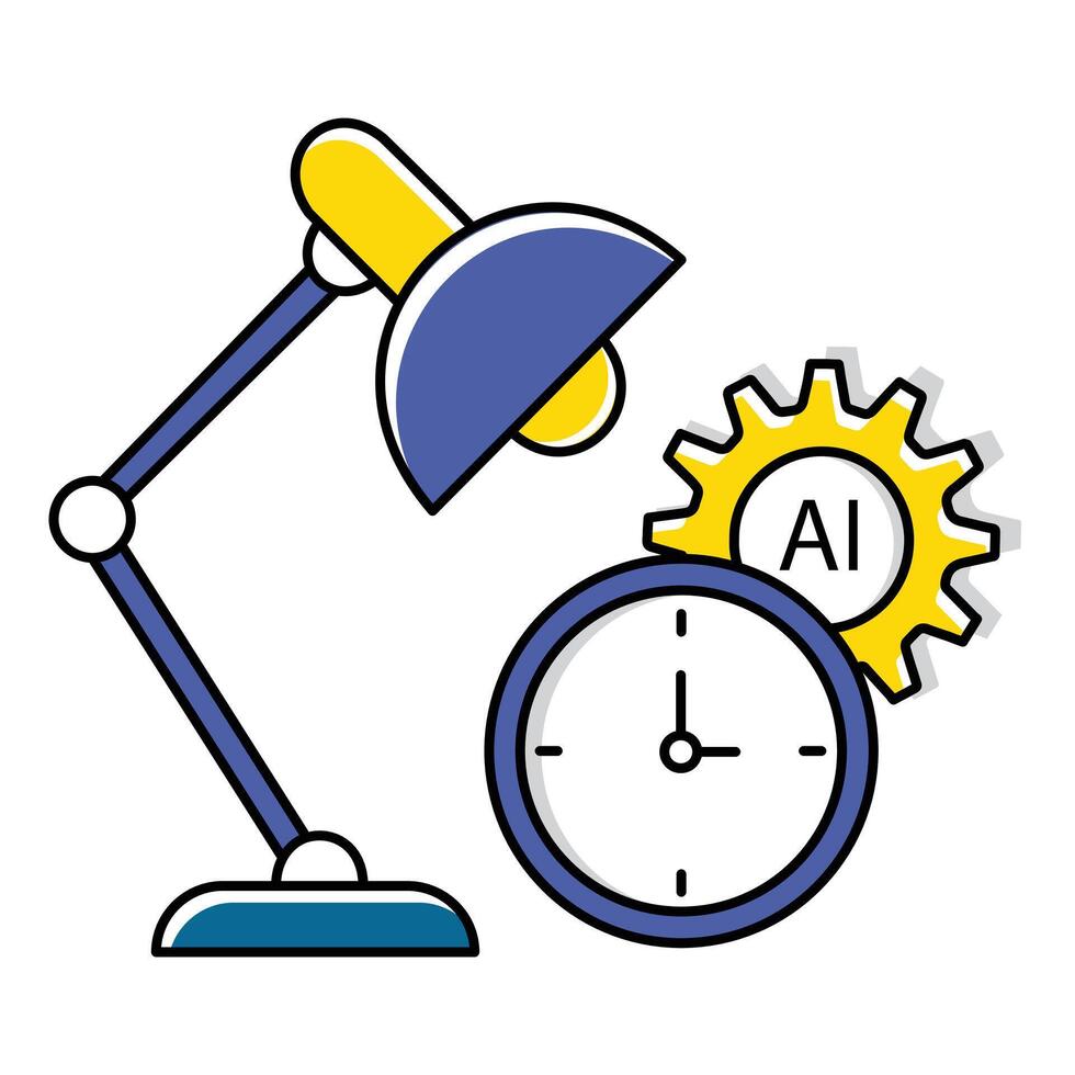 AI Technology in Overtime Management Icon Design vector