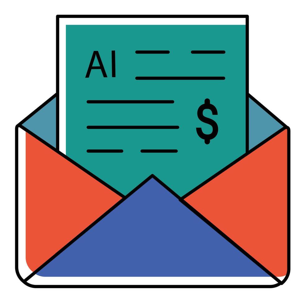 Envelope and Email Notification Ai Symbol Icon Design vector