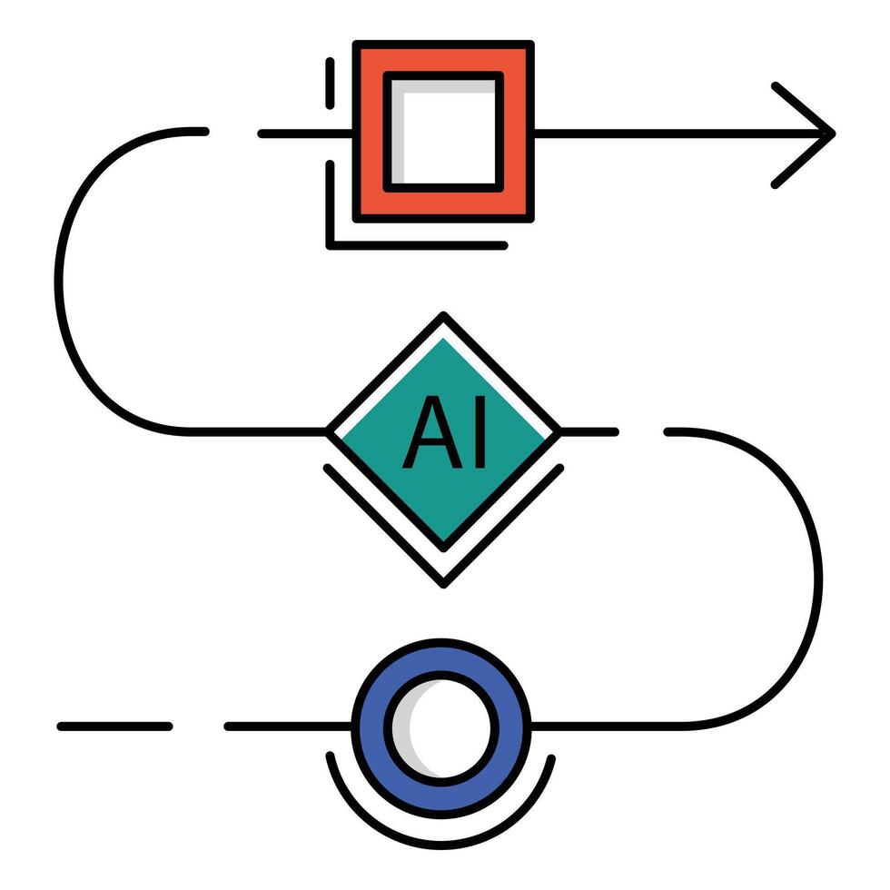 AI Process Optimization Workflow Icon Design AI automation, machine learning, business vector