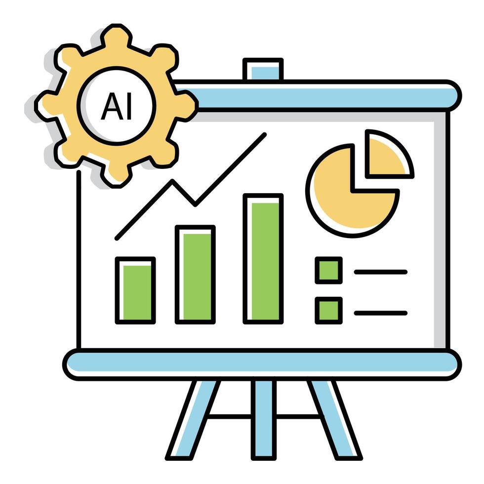Marketing Analytics Ai Automation Chart Icon Design vector