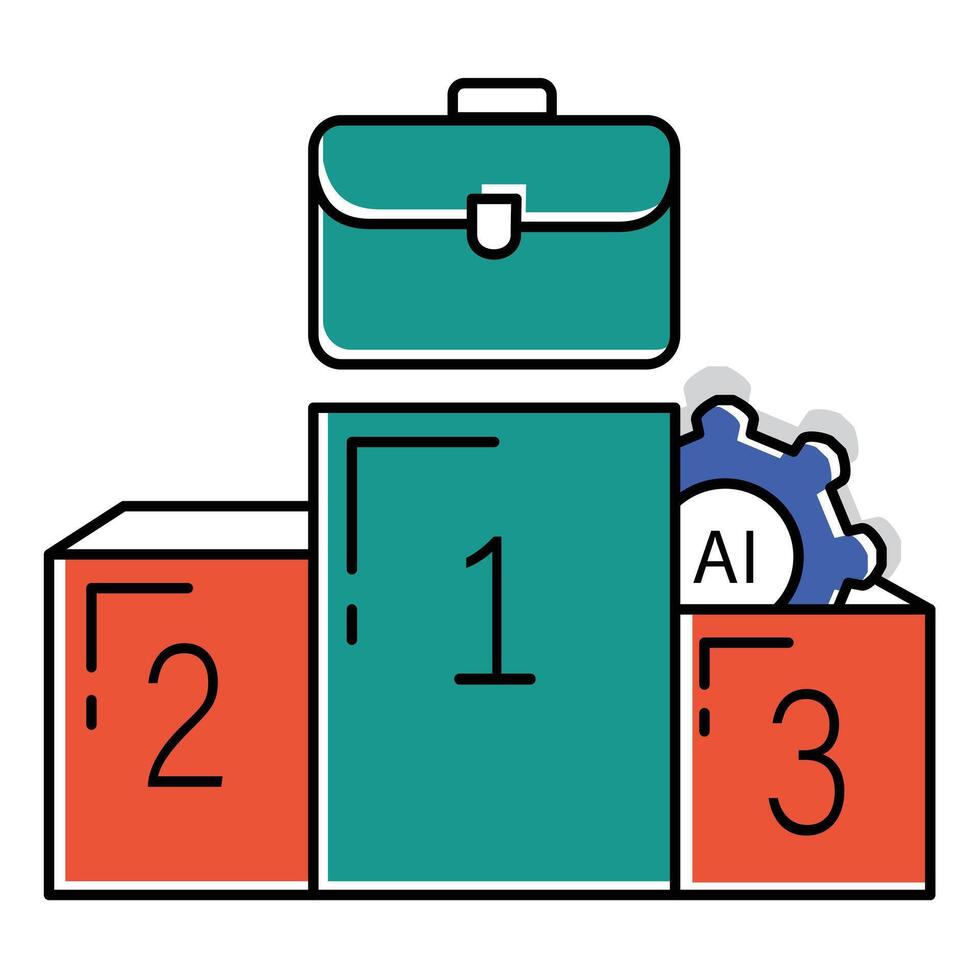 Competitive Strategy and Business Growth Ai Automation Icon Design vector