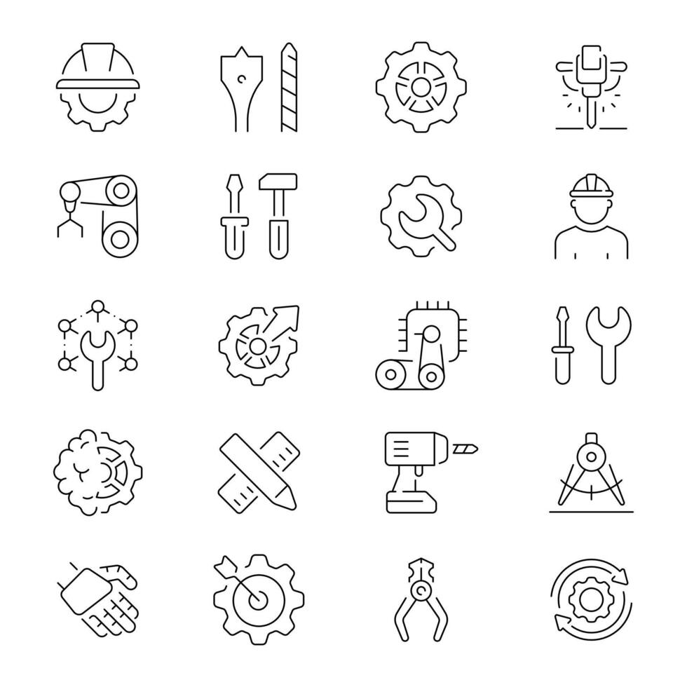 Workshop icon set. Workshop icons. Workshop, team building, collaboration, teamwork, coaching, problem-solving related thin line icon collection. Editable stroke vector